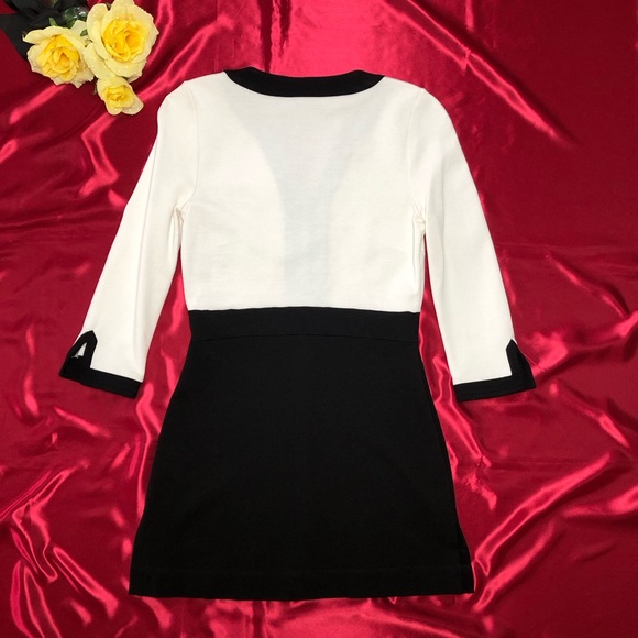 White House Black Market (WHBM) Black & White Ponte 3/4 Sleeve Tunic Top - Picture 8 of 11